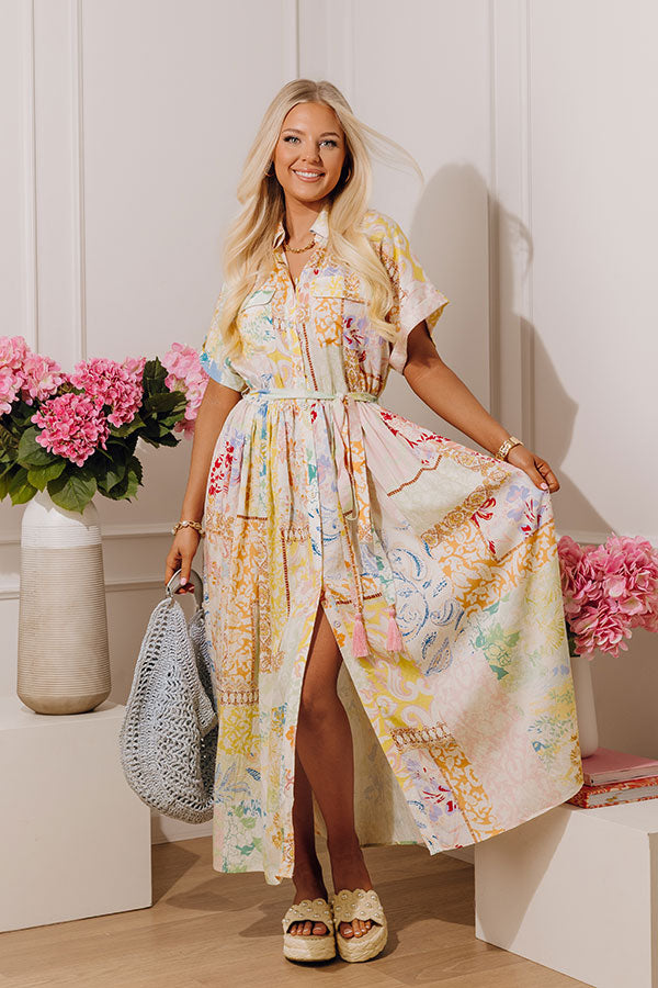 Gentle Heart Floral Color Block Midi Dress Image - 1