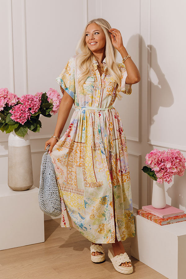 Gentle Heart Floral Color Block Midi Dress Image - 3