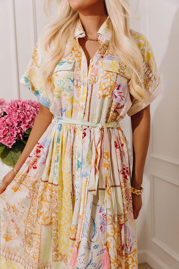 Gentle Heart Floral Color Block Midi Dress Image - 2