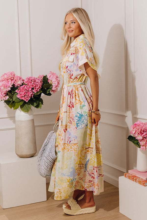 Gentle Heart Floral Color Block Midi Dress Image - 4
