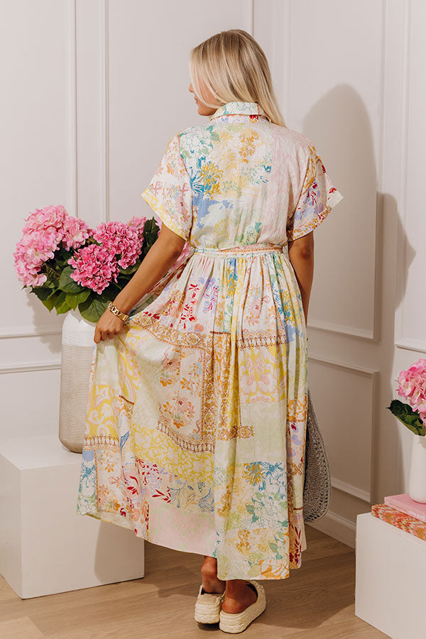 Gentle Heart Floral Color Block Midi Dress Image - 5