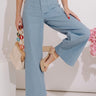 The Elena High Waist Twill Wide Leg Pants in Airy Blue Image - 1