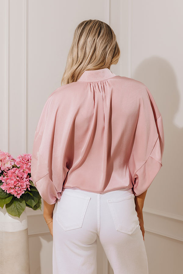 Daily Luxe Satin Quarter Zip Top Image - 4