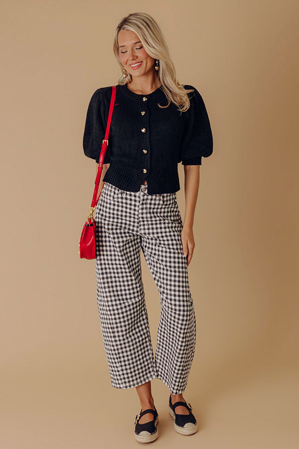 JUST USA Mae Midrise Barrel Leg Gingham Jean Image - 1