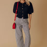 JUST USA Mae Midrise Barrel Leg Gingham Jean Image - 1