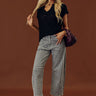 JUST USA Mae Midrise Barrel Leg Gingham Jean Image - 1