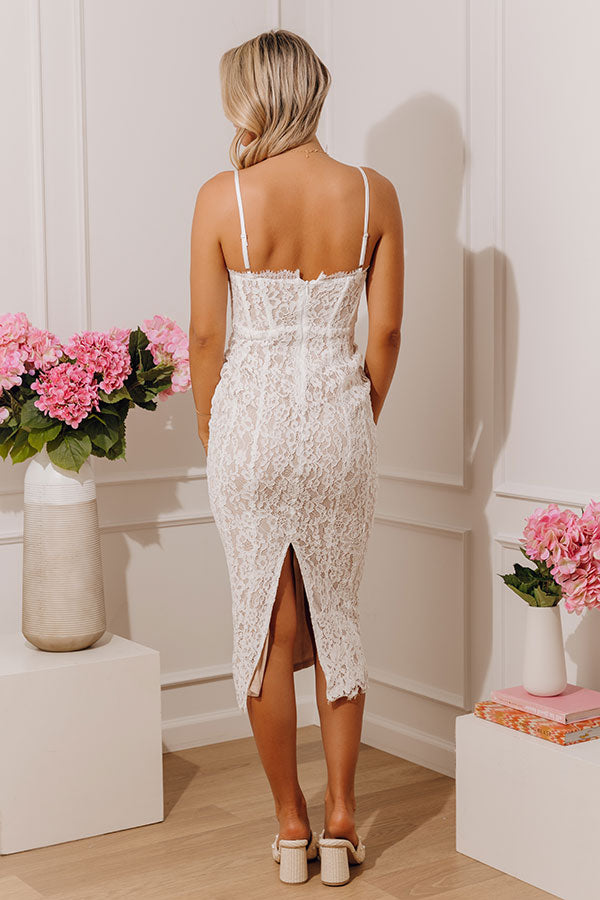 Sweet Details Lace Midi Dress in Ivory Image - 4