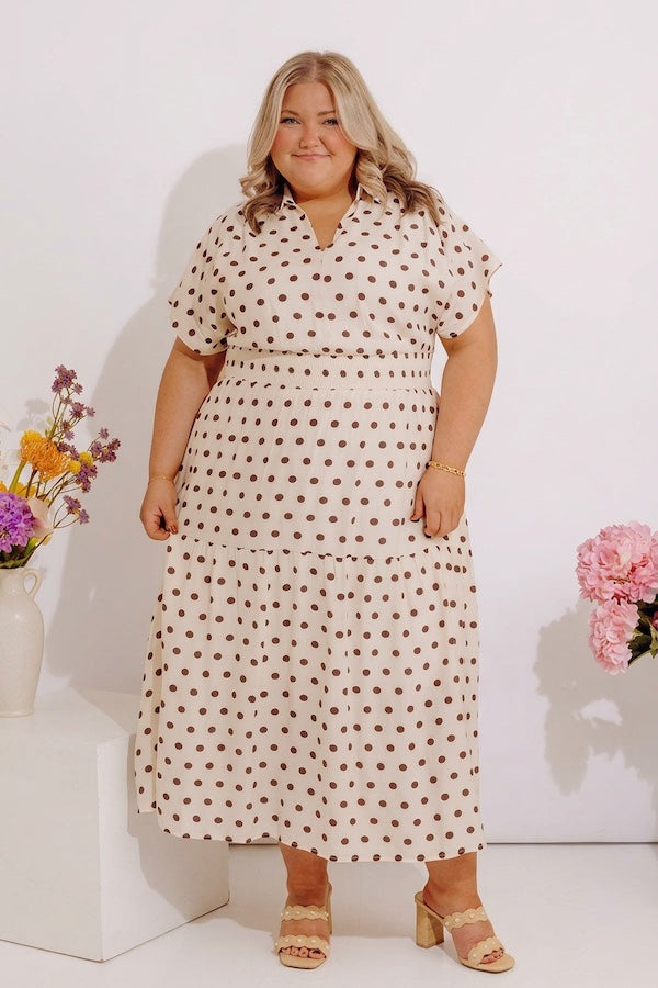 Sweet Spotlight Polka Dot Midi Dress in Cream Curves Image - 2