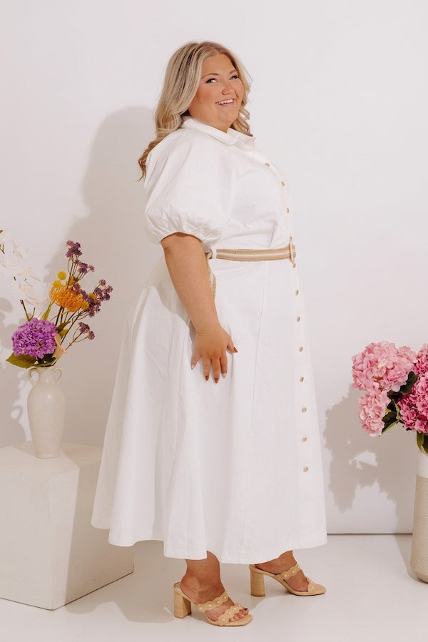 Social Brunch Button Down Midi Dress Curves Image - 3