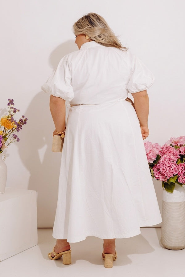 Social Brunch Button Down Midi Dress Curves Image - 4