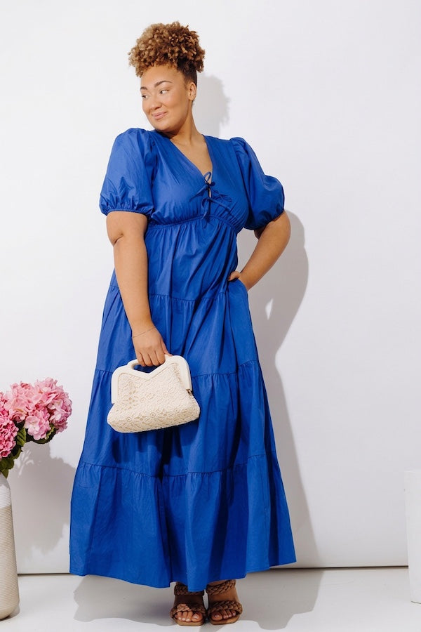 Laughs On The Patio Front Tie Poplin Maxi Dress Curves Image - 2