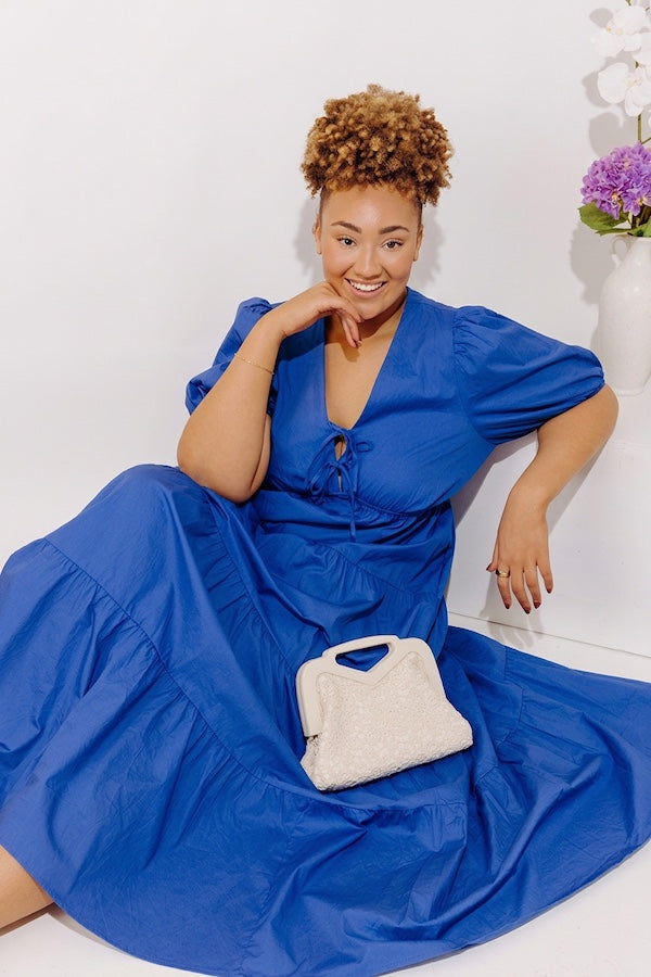 Laughs On The Patio Front Tie Poplin Maxi Dress Curves Image - 5