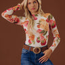 Champagne And Petals Floral Mesh Top Image - 1