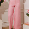 The Elena High Waist Twill Wide Leg Pants in Pink Image - 1