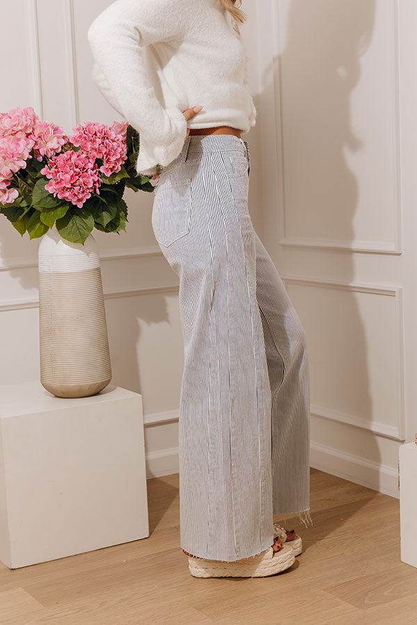 JUST USA Blair Midrise Stripe Wide Leg Jean Image - 3