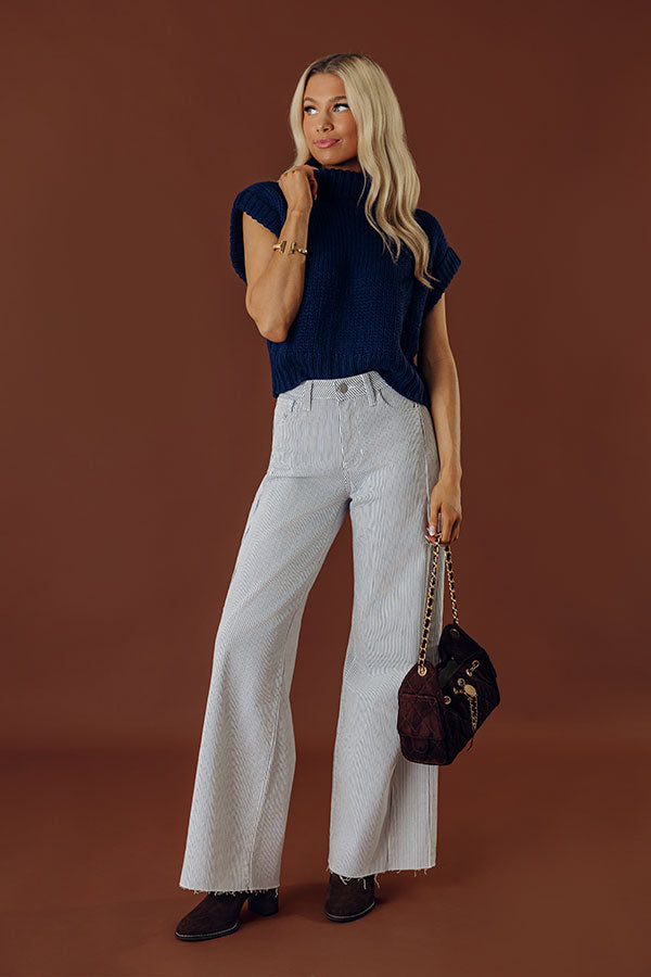 JUST USA Blair Midrise Stripe Wide Leg Jean Image - 1