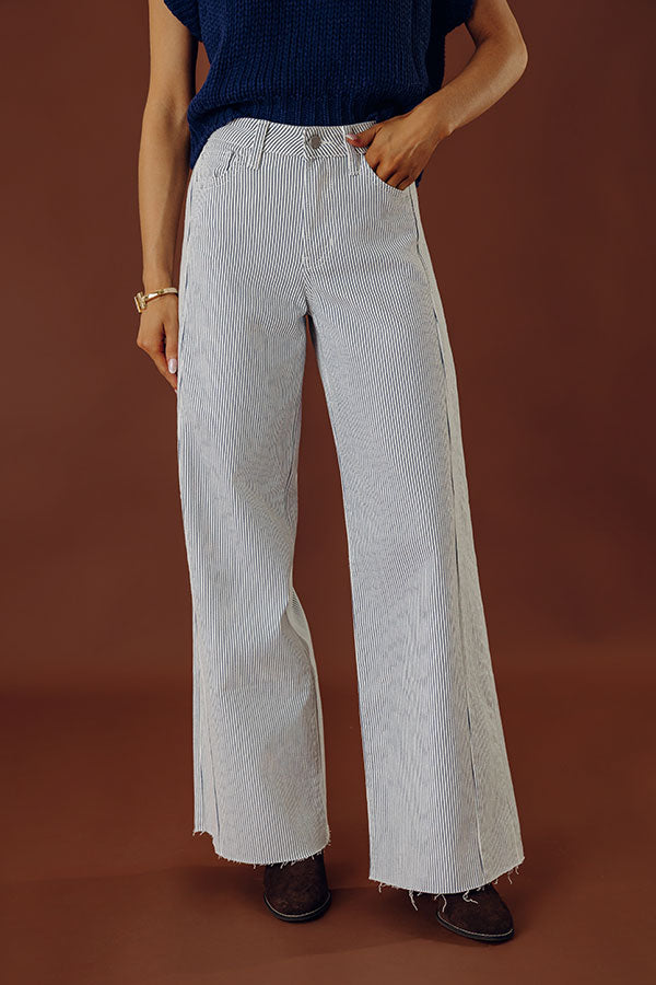 JUST USA Blair Midrise Stripe Wide Leg Jean Image - 2