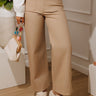The Elena High Waist Twill Wide Leg Pants in Iced Latte Image - 1