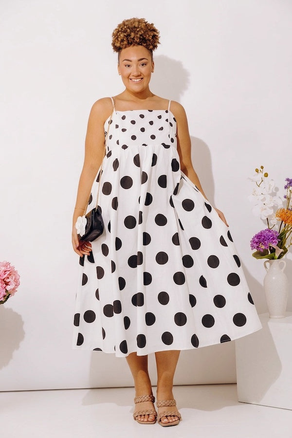 Spot On Poplin Midi Dress Curves Image - 1