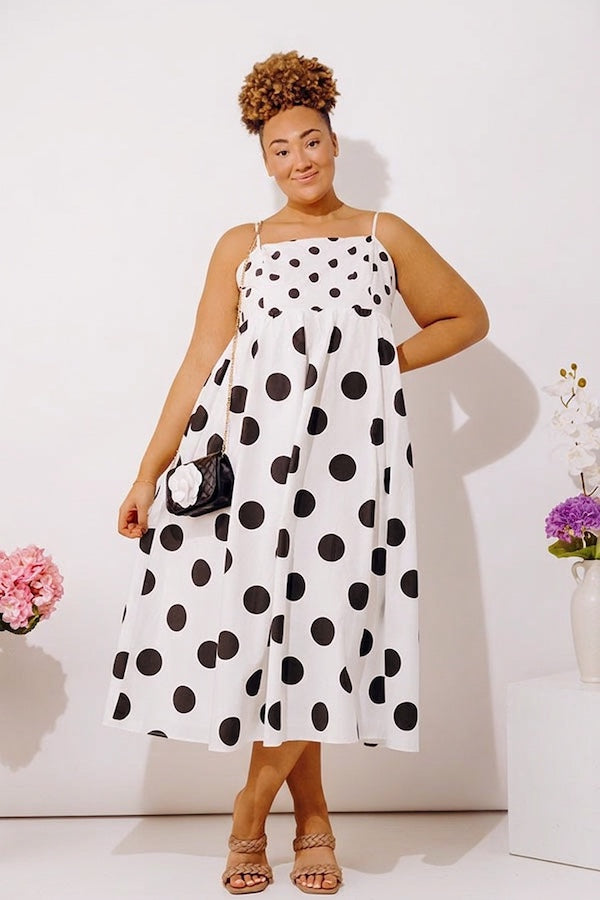 Spot On Poplin Midi Dress Curves Image - 2