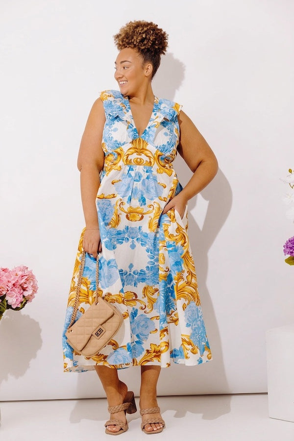 Bellini On The Terrace Floral Midi Dress Curves Image - 3