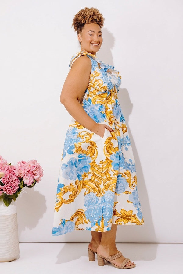 Bellini On The Terrace Floral Midi Dress Curves Image - 4