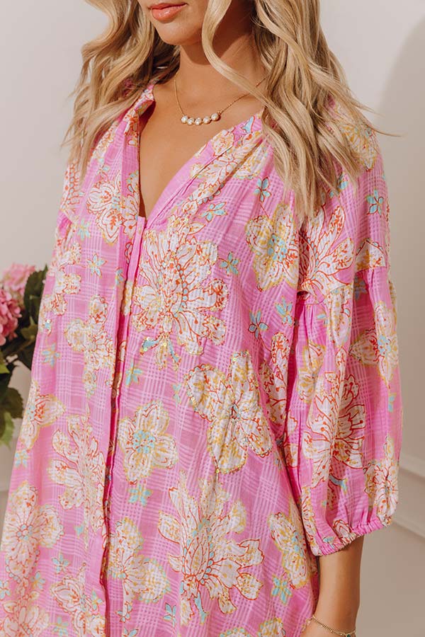 West Coast Getaway Embellished Floral Midi Dress Image - 2