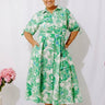 Garden Charm Floral Button Down Midi Dress Curves Image - 1