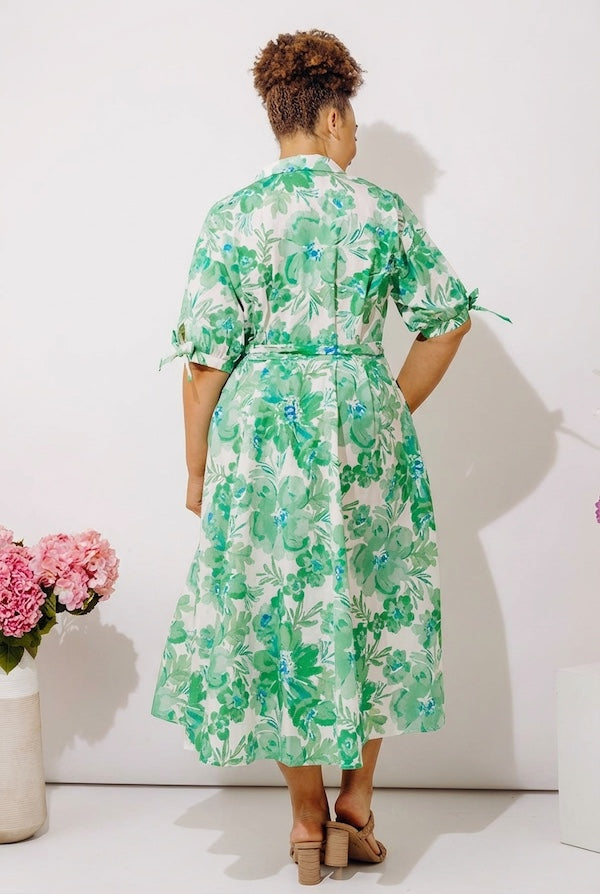 Garden Charm Floral Button Down Midi Dress Curves Image - 5