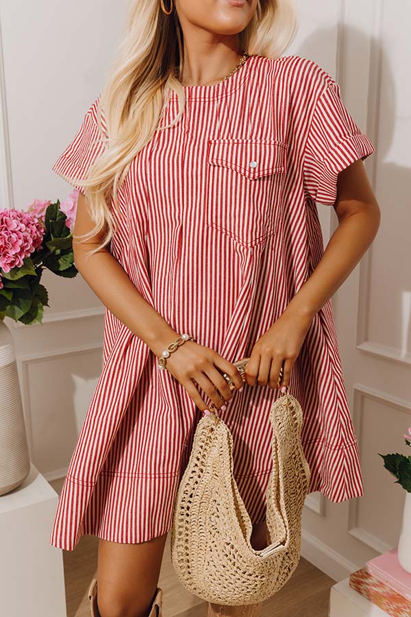 Charming Glance Stripe Mini Dress in Red Image - 2