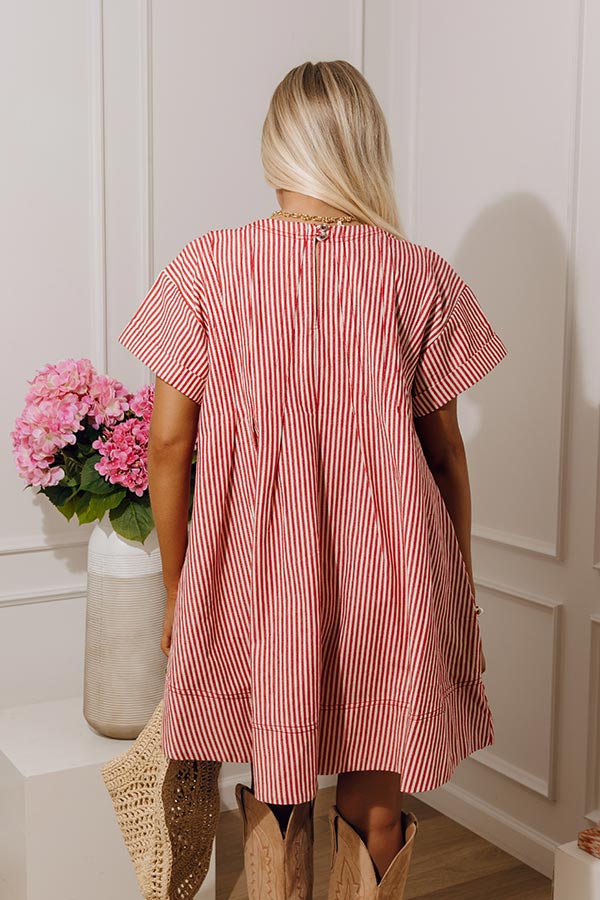 Charming Glance Stripe Mini Dress in Red Image - 4