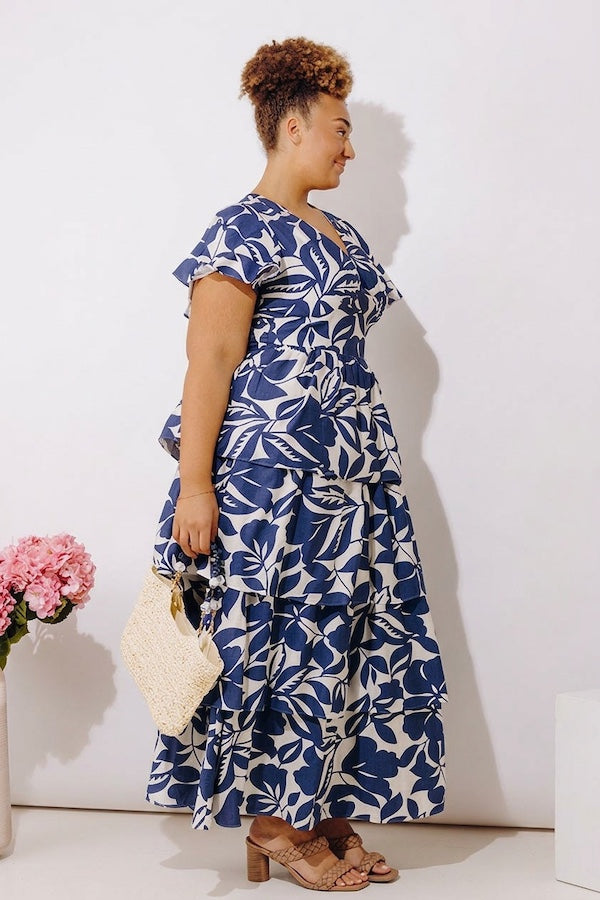 Bloom Belle Tiered Floral Maxi Dress Curves 1XL / navy Bloom Belle Tiered Floral Maxi Dress Curves 1XL / navy