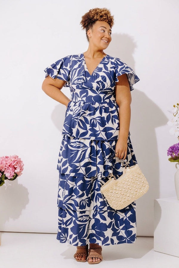 Bloom Belle Tiered Floral Maxi Dress Curves Image - 5