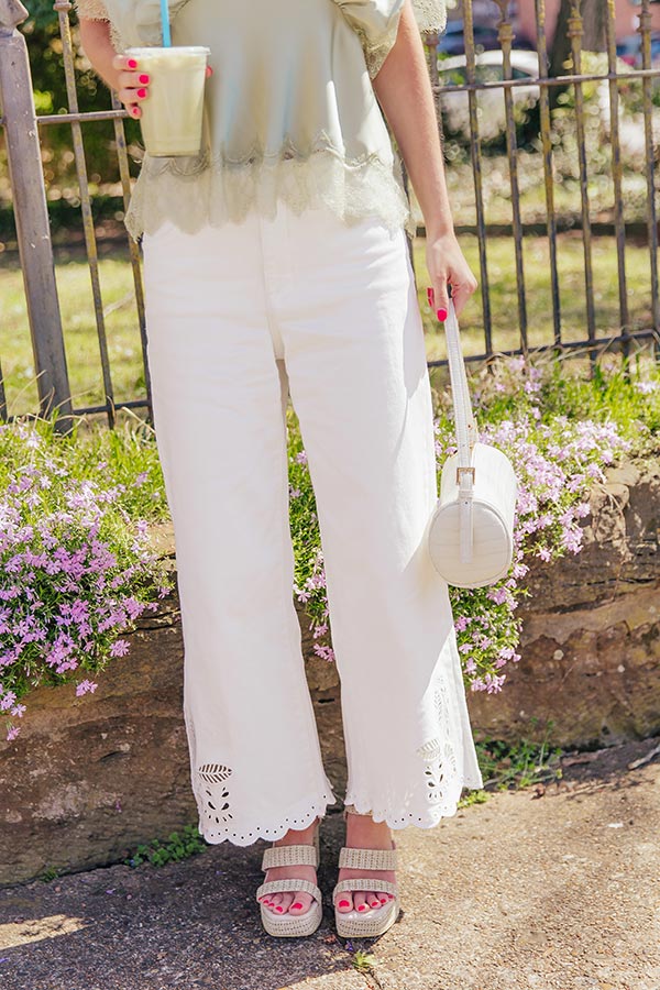 RISEN Eliza High Waist Eyelet Wide Leg Jean Image - 2