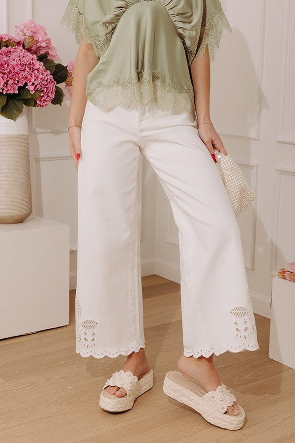 RISEN Eliza High Waist Eyelet Wide Leg Jean Image - 3