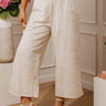 Casual Calm High Waist Embroidered Linen-Blend Pants Image - 1