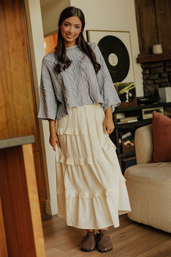 Timeless Charm Cable Knit Sweater Top in Airy Blue Image - 1