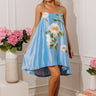 Polished Romance Satin Embroidered Mini Dress in Sky Blue Image - 1