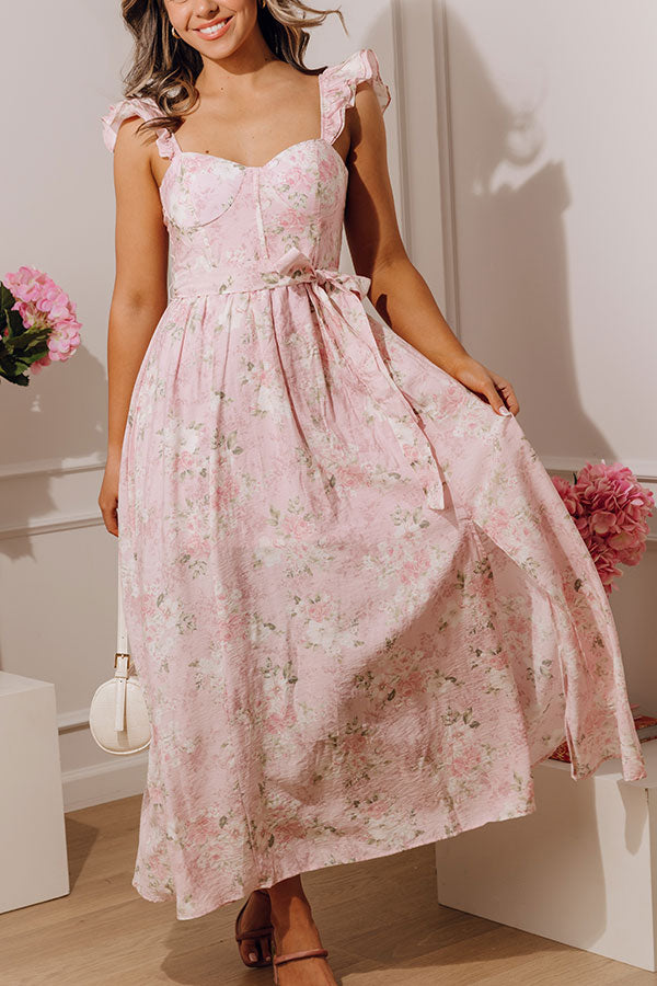 Modern Romance Floral Midi Dress in Light Pink Image - 2