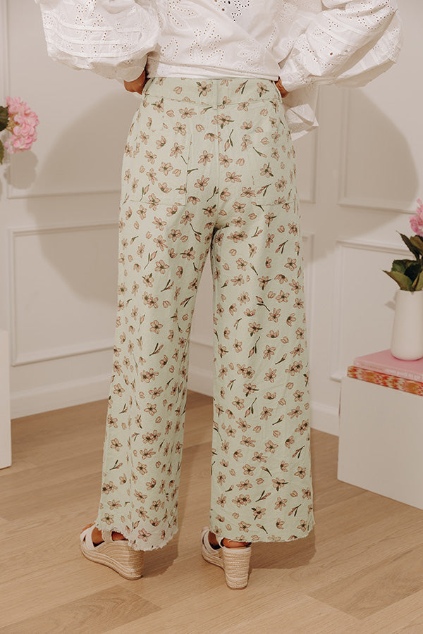The Meadow High Waist Floral Wide Leg Pants in Sage Image - 5