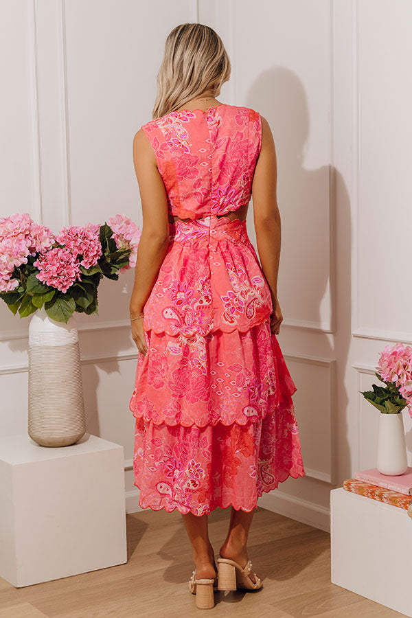 Graceful Garden Floral Tiered Midi Dress Image - 4