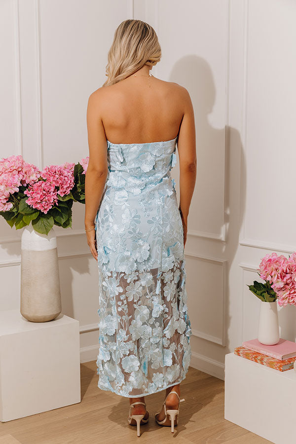 Romance in Bloom Floral Embroidered Midi Dress in Powder Blue Image - 4