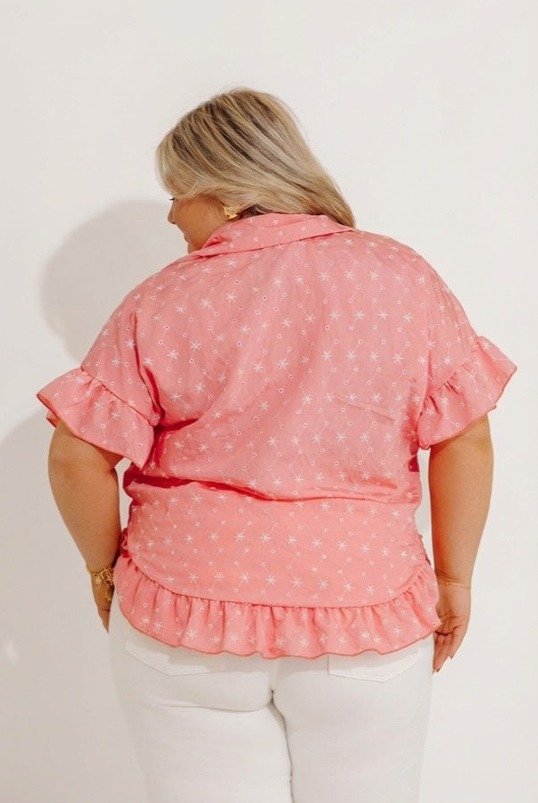 Sweet Stitch Eyelet Embroidered Top Curves Image - 4