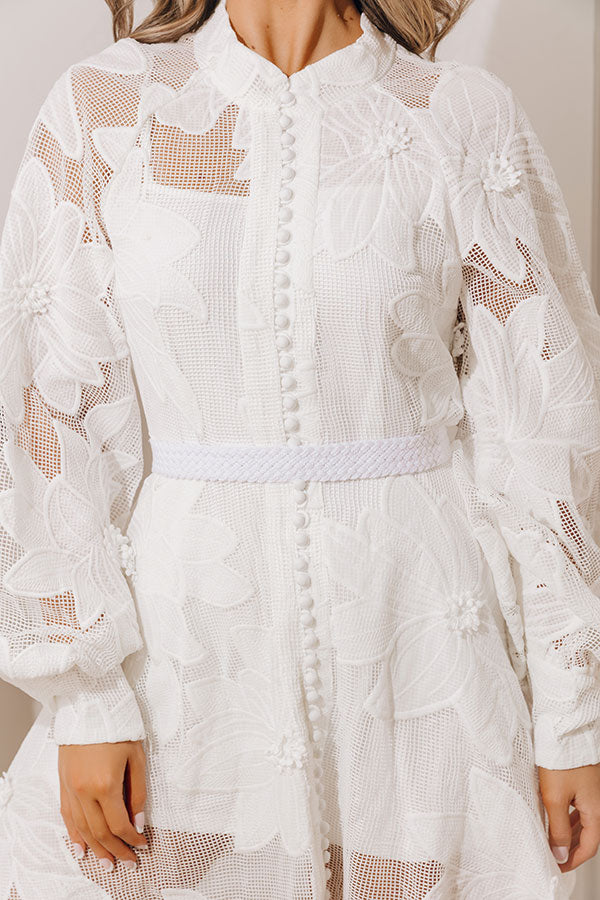 Elegant Impression Embroidered Button Down Mini Dress Image - 3