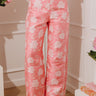 Elegant Bloom High Waist Floral Jacquard Wide Leg Pants Image - 1