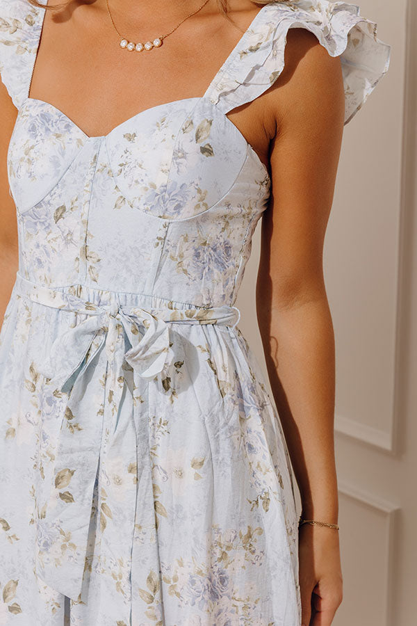 Modern Romance Floral Midi Dress in Sky Blue Image - 2
