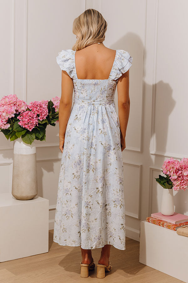 Modern Romance Floral Midi Dress in Sky Blue Image - 4