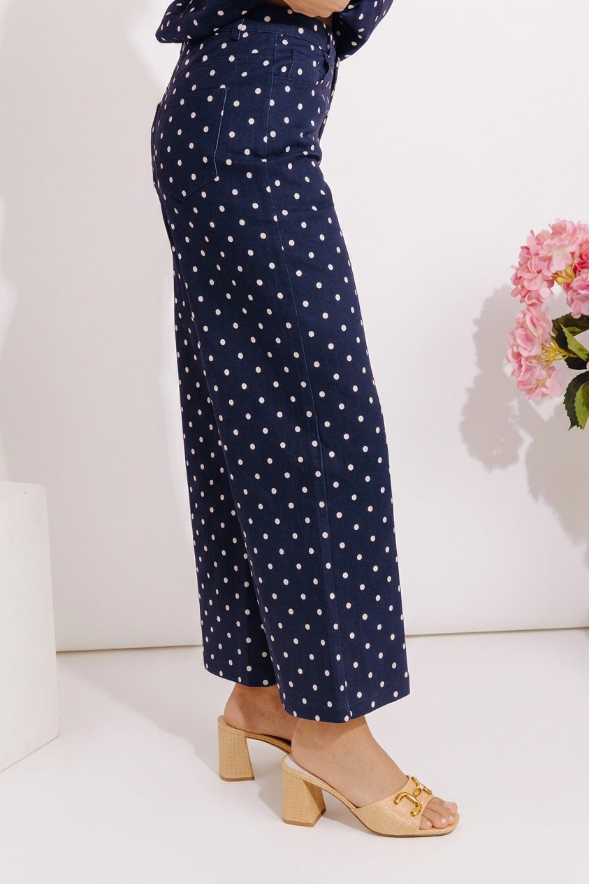 Right On Point High Waist Wide Leg Jeans in Navy Image - 4