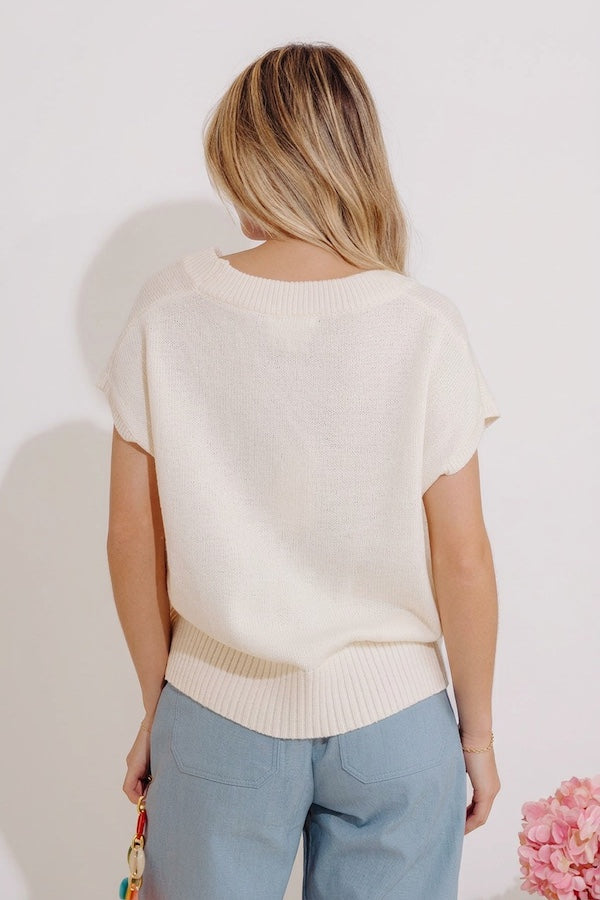 Light And Airy Knit Top in Cream Image - 3