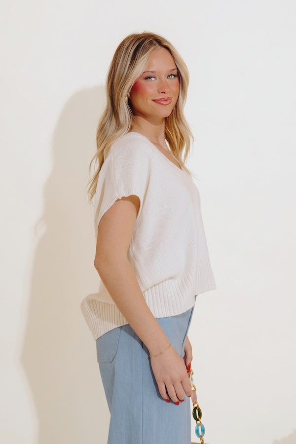 Light And Airy Knit Top in Cream Image - 2